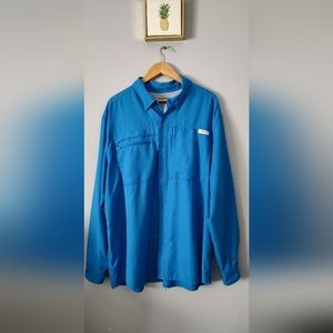 Outdoor  Shirt Guide Series Men 2X Fishing  Blue  Roller Sleeve Buttons  Blue